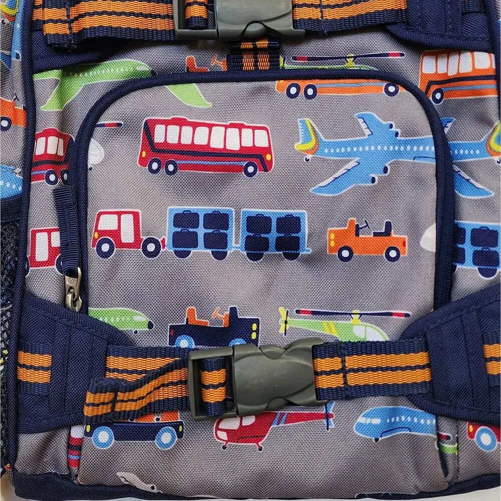 Pottery Barn Kids Mackenzie Gray & Navy Transportation Vehicle Backpack Small